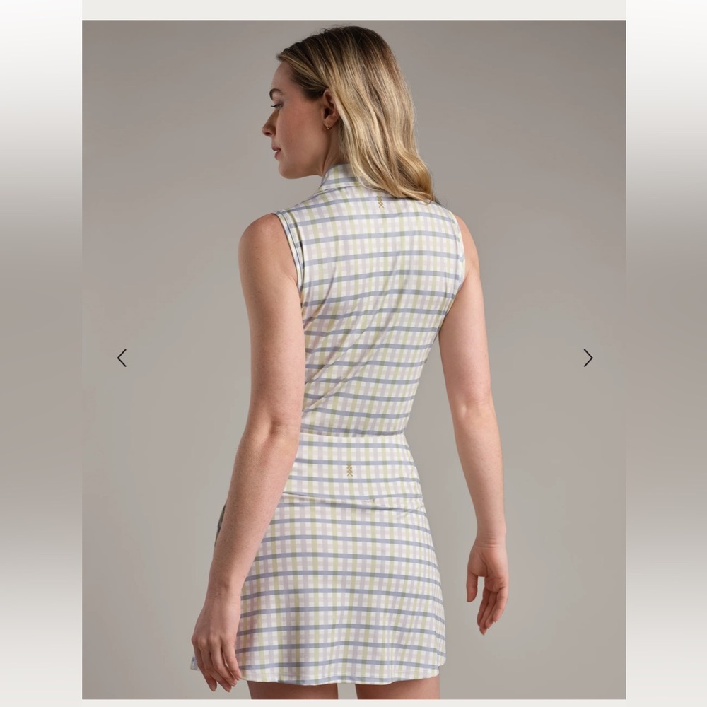 RHONE Women's Plaid Skort and sleeveless polo - Blue and White - Picture 2 of 5